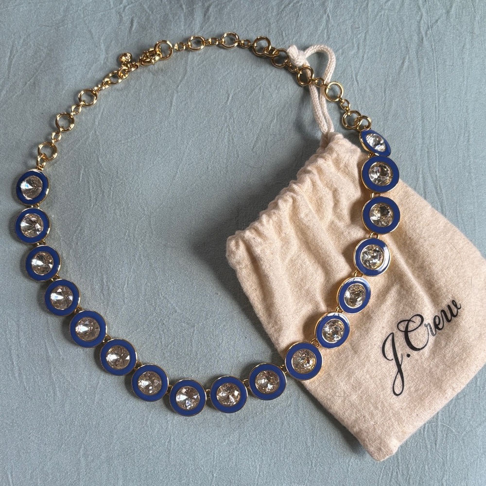 J. Crew Navy and Gold Circle Necklace 20”